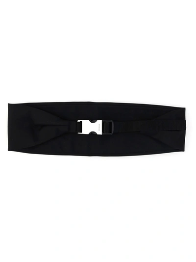 Prada Logo Buckled Headband In Black
