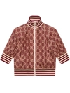 Gucci Burgundy Silk Gg Supreme Short Sleeve Track Jacket In Red