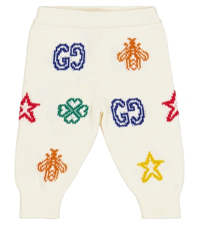 Gucci Baby Cotton Trousers With Symbols In White