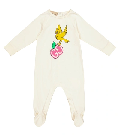 Gucci X Freya Hartas Baby Cotton Onesie In White