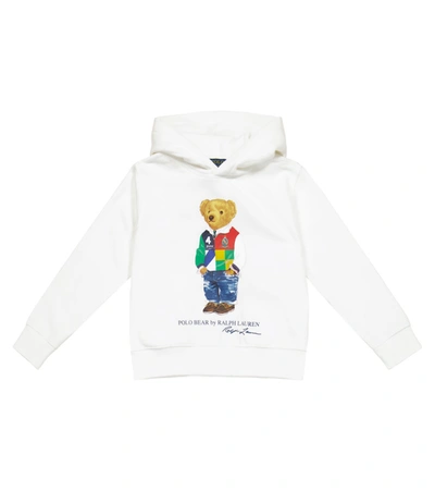 Polo Ralph Lauren Kids' Jersey Hoodie With Teddy Bear Print In White