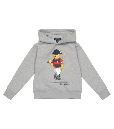 Polo Ralph Lauren Kids' Jersey Hoodie With Teddy Bear Print In Grey