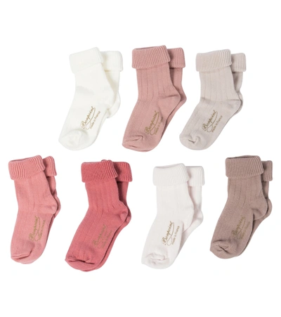 Bonpoint Baby Set Of 7 Cotton-blend Socks In Pink