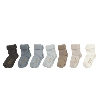 Bonpoint Baby Set Of 7 Cotton-blend Socks In Blue