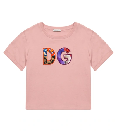 Dolce & Gabbana Kids' Girl's Mixed-print D & G Logo Tee In Pink