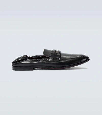 Dolce & Gabbana Black Leather Loafers With Logo