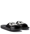 Gucci Interlocking G Leather Slide Sandal In Black