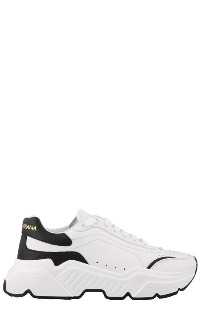 Dolce & Gabbana Daymaster Mix-leather Trainer Sneakers In White