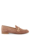 Gianvito Rossi Benny Leather-trimmed Suede Loafers In Tan