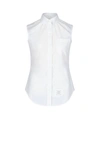 Thom Browne Classic Sleeveless Point Collar Shirt In White
