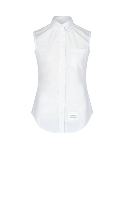 Thom Browne Sleeveless Buttoned Shirt In White