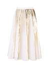 Valentino White And Gold Techno Georgette Skirt In Gold