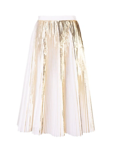 Valentino White And Gold Techno Georgette Skirt