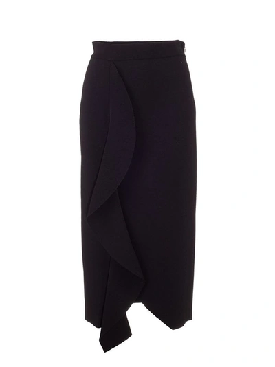 Alexander Mcqueen Draped High-waisted Pencil Skirt In Black