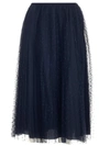 Red Valentino Redvalentino Tulle Pleated Midi Skirt In Blue
