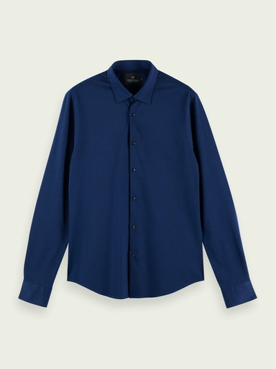 Scotch & Soda Classic Knitted Slim-fit Shirt In Blue