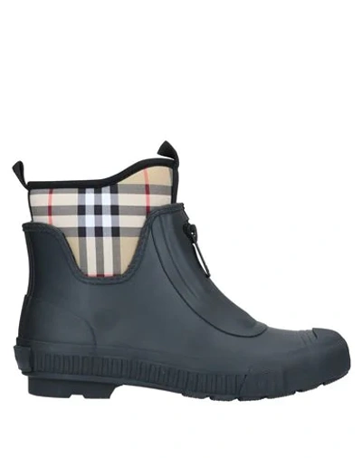 Burberry Flinton Check Waterproof Rain Boot In Black