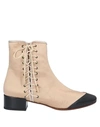 Francesco Russo Ankle Boots In Beige