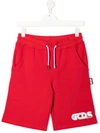 Gcds Teen Logo-print Jersey Shorts In Red