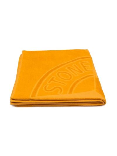 Stone Island Junior Kids' Logo Embossed Towel In Orange