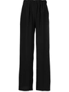P.a.r.o.s.h Elasticated-waist Flared-leg Trousers In Black