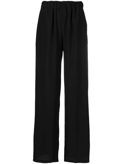 P.a.r.o.s.h Elasticated-waist Flared-leg Trousers In Black