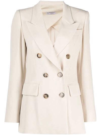 Alberto Biani Double-breasted Ivory Colored Cady Blazer In White