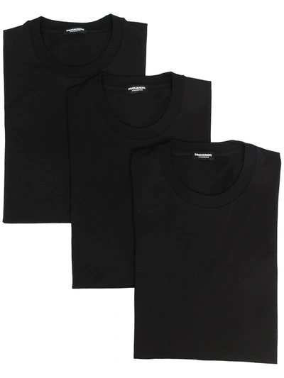 Dsquared2 Crew Neck T-shirt (set Of Three) In Black