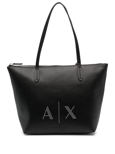 Armani Exchange Shopping Bag Black In White