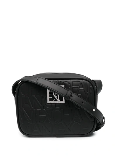 Armani Exchange Embossed-logo Shoulder Bag In Black