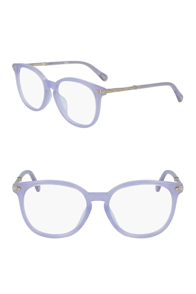 Chloé Kids' Rectangle 47mm Optical Frames In Lilac
