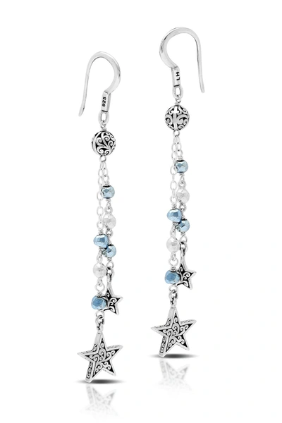 Lois Hill Sterling Silver Pyrite Drop Double Star Earrings