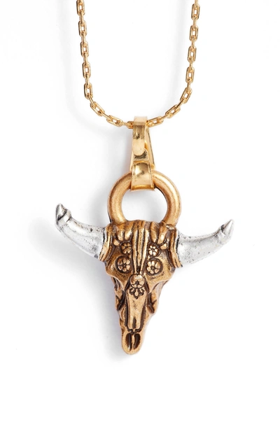 Alex And Ani Spirited Skull Pendant Necklace In Gold