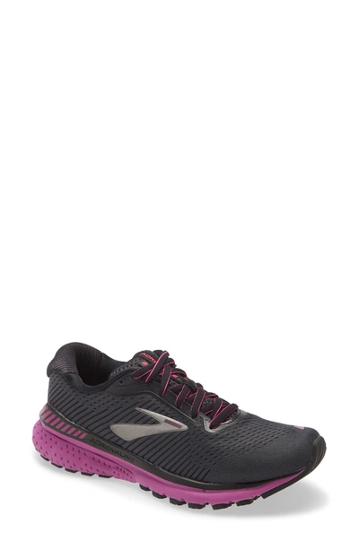 Brooks Adrenaline Gts 20 Running Shoe In Ebony/ Black/ Hollyhock