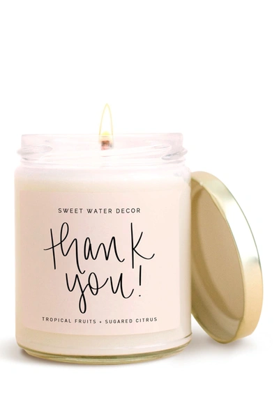 Sweet Water Decor Thank You 9 Oz. Soy Candle In Pink Gold