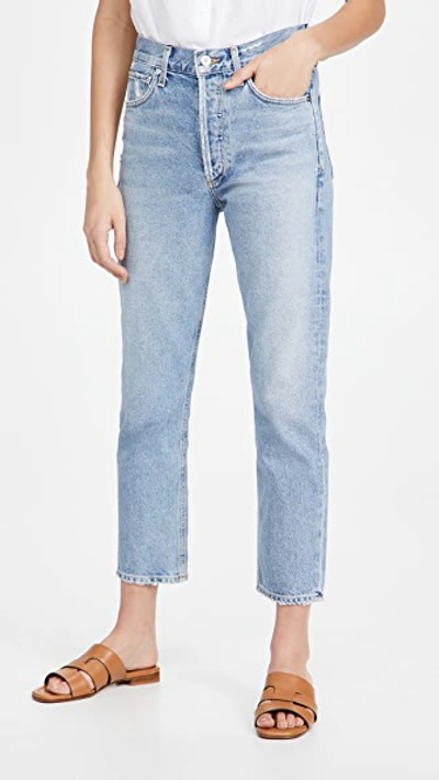 Citizens Of Humanity Refresh Elsa Mid-rise Slim Fit Cropped Denim In Blue