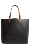 Madewell The Transport Leather Tote In True Black W/ Brown
