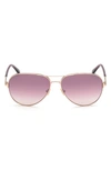 Tom Ford Clark Metal Aviator Sunglasses, Pink/gold In Rose Gold/ Bordeaux Mirror