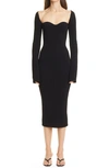 Khaite Pia Off-the-shoulder Rib Midi Dress In Black