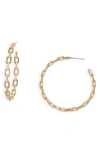 Nordstrom Pavé Link Hoop Earrings In Clear- Gold