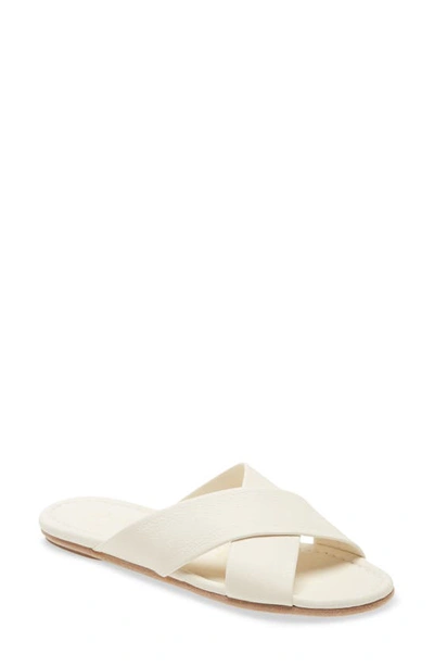 Pedro Garcia Roma Leather Crisscross Slide Sandals In White