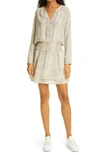 Rails Jasmine Smocked Waist Long Sleeve Dress In Cream Snakeskin