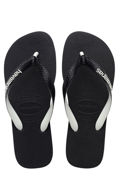 Havaianas Top Mix Colour-contrasting Rubber Flip Flops In Black