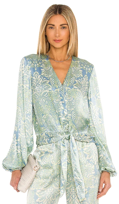 Alexis Disma Top In Blue Damask