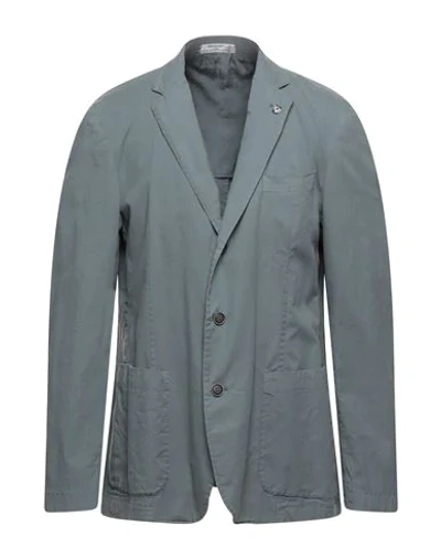 Manuel Ritz White Suit Jackets In Lead