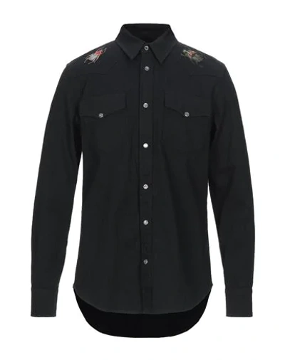 Alexander Mcqueen Denim Shirts In Black