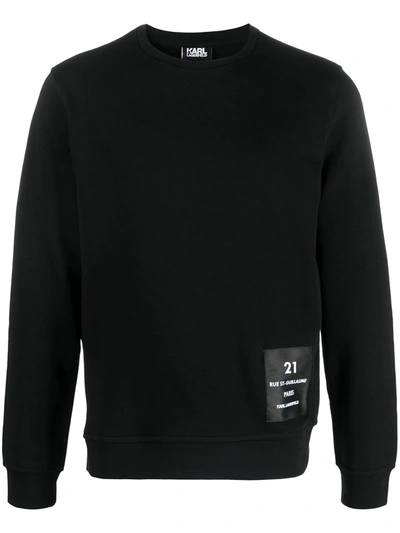 Karl Lagerfeld Logo Label Sweatshirt In Black