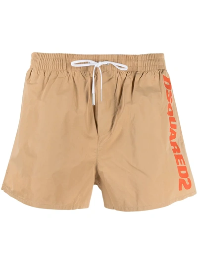 Dsquared2 Logo-print Drawstring Swim Shorts In Orange