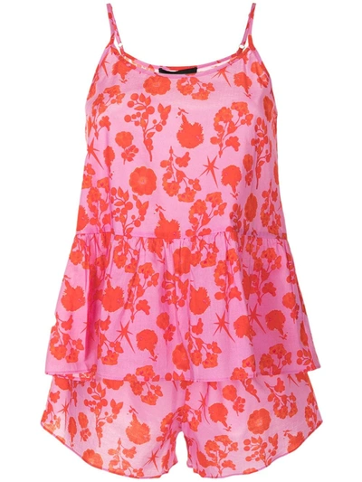 Cynthia Rowley Floral-print Nightie In Pink