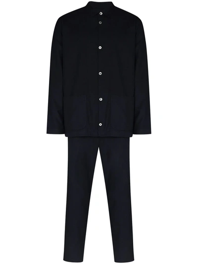 Desmond & Dempsey Pip Brushed Cotton Pyjamas In Blue